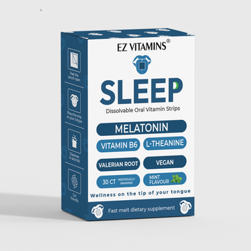 EZ VITAMINS Sleep Strips – 5 mg Melatonin + L-Theanine & Valerian Root (30 ct)